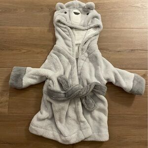 cloud island Gray & White Bear Hooded Kids Robe with Ears